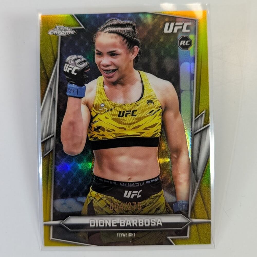 2026 Topps Chrome UFC Dione Barbosa #33 RC Yellow Refractor /275 Parallel